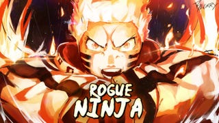 Artwork for the Roblox game Rogue Ninja, showing a Robloxified anime-style character pulling a supercharged pose.