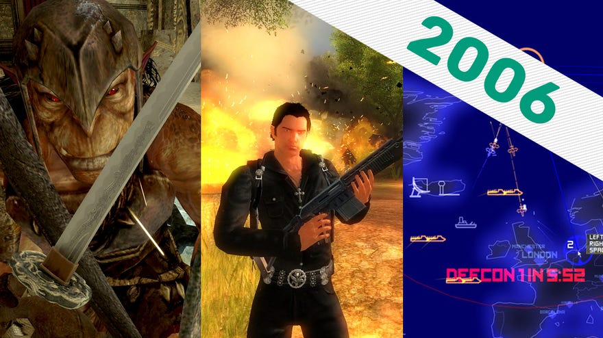 Artwork for Dark Messiah Of Might & Magic, Just Cause and DEFCON for the 2006 RPS Time Capsule header