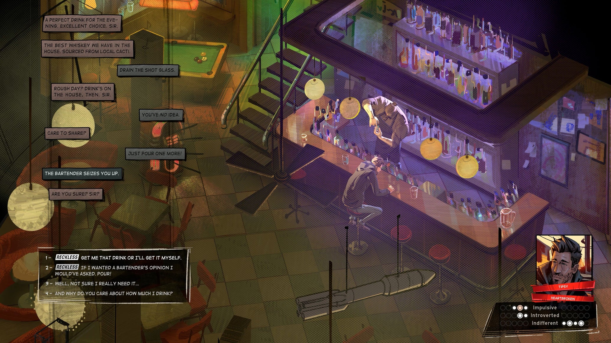 The player ruminates in a bar. - 1