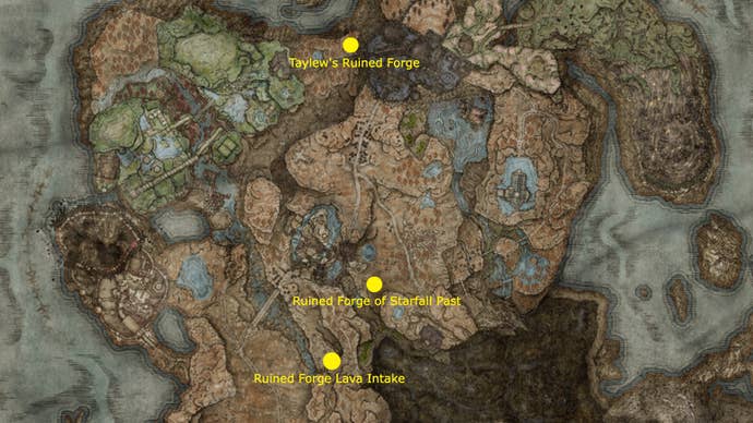 Ruined Forge locations in Elden Ring: Shadow of the Erdtree.