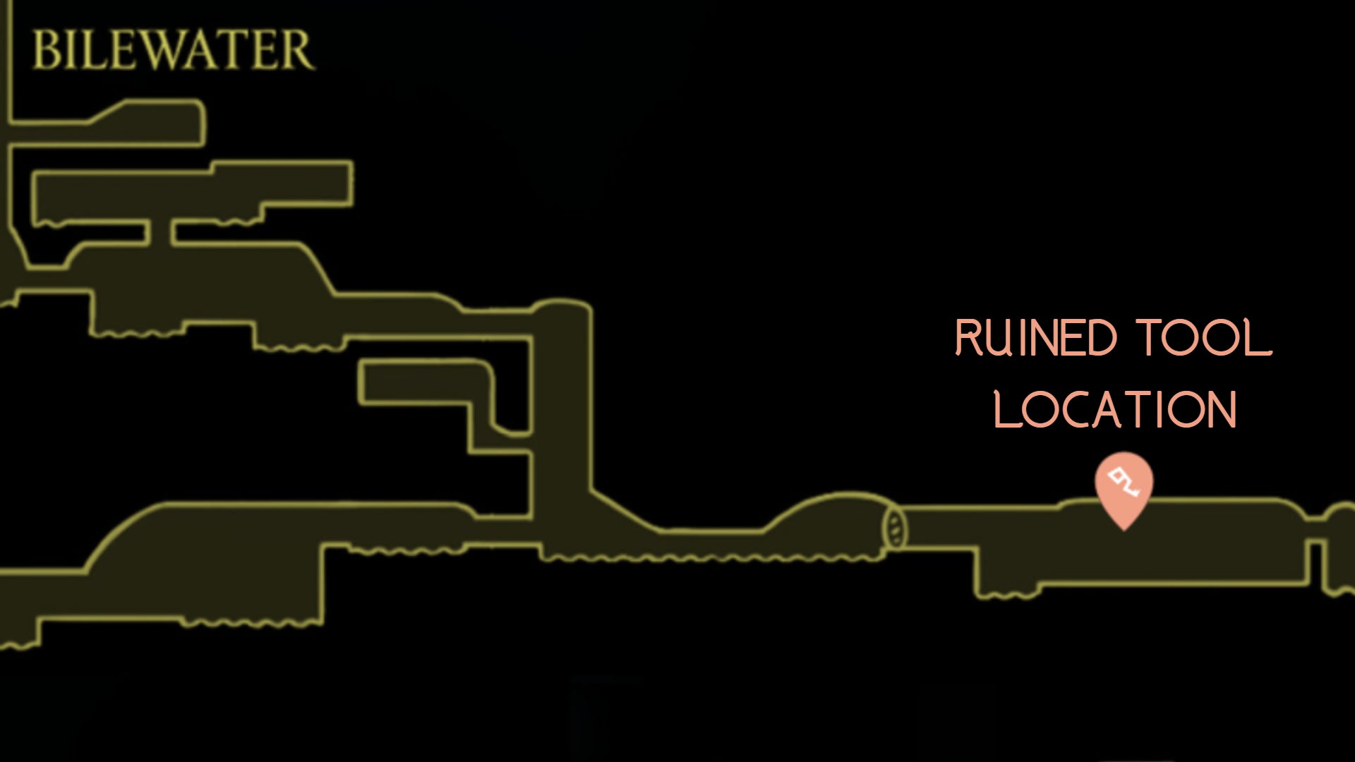 A map showing the location of the Ruined Tool in Hollow Knight: Silksong. - 4