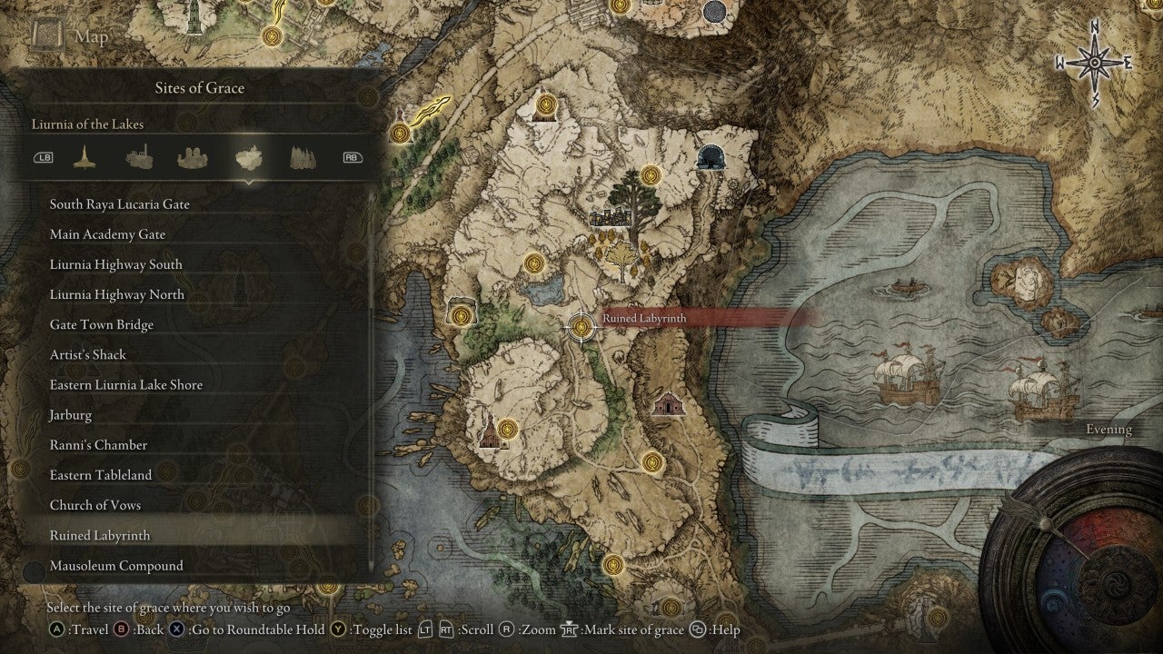 Ruined Labyrinth Grace in Elden Ring