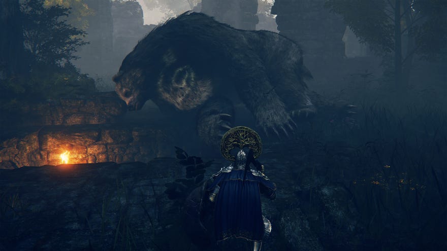 A sleeping Rune Bear in Elden Ring.