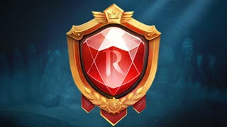 RuneScape emblem - a red shield-shaped gem with the letter R engraved on it, surrounded with a gilden frame