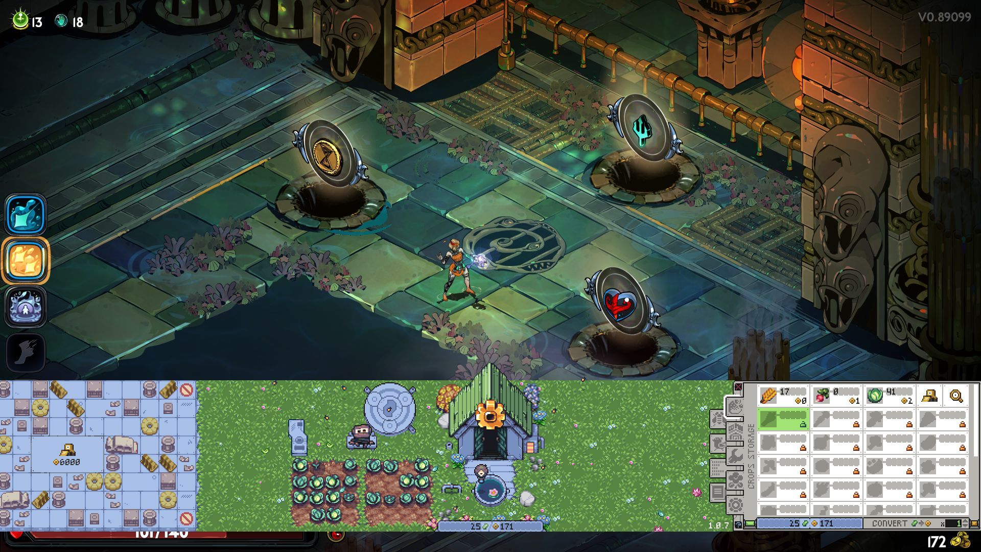 Hades 2 is running while Rusty's Retirement plays over the top on the same screen. - 5