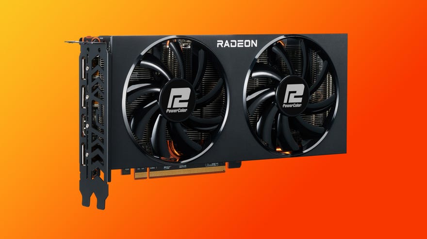 an rx 6700 graphics card from amd, made by board partner powercolor in a ‘fighter’ design with two axial fans.