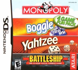 Monopoly, Boggle, Yahtzee, Battleship boxart