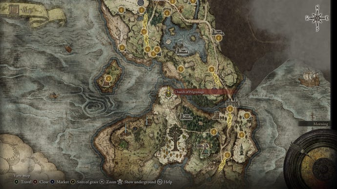 Elden Ring Sacred Tear Church of Pilgrimage Weeping Peninsula map location