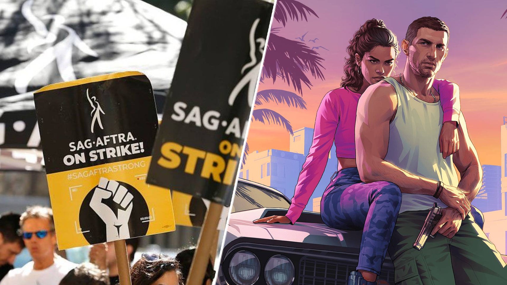 Custom header of SAG-AFTRA march with GTA 6 art. - 1