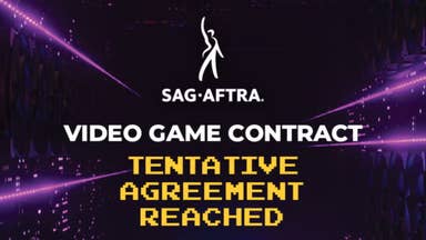 SAG-AFTRA logo with text "Video game contract, tentative agreement reached"