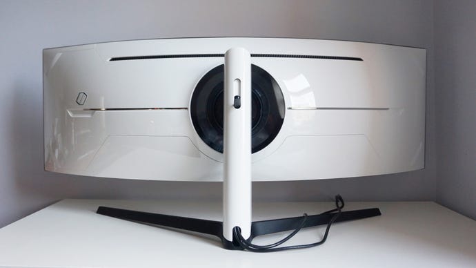 A photo of the back of the Samsung Odyssey G9 gaming monitor