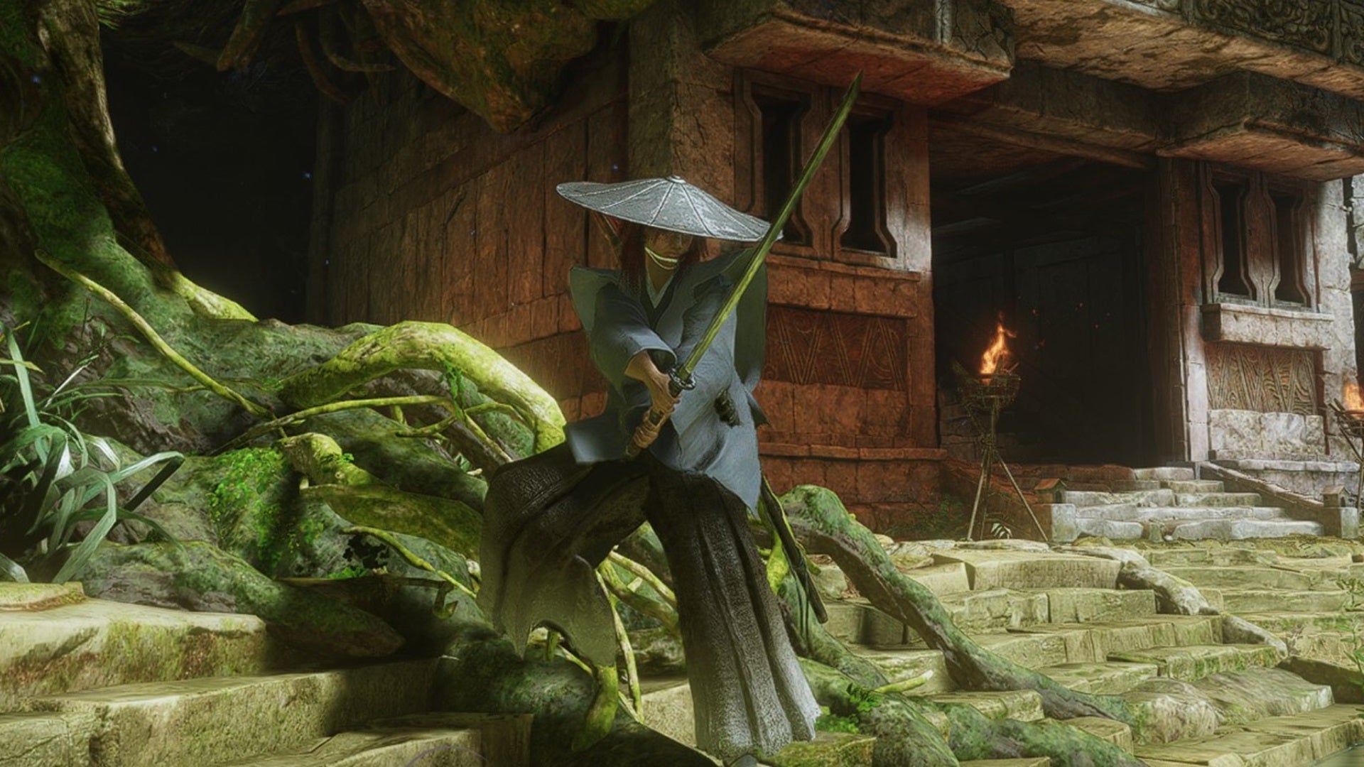 A Samurai deliberately holds a Sword outwards in a fighting pose in Nioh 3. - 10