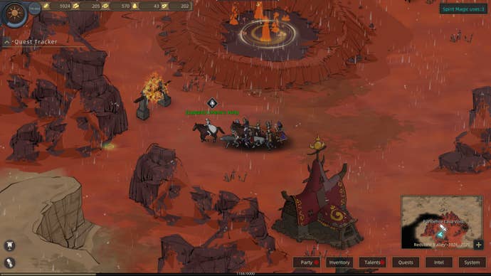 A party of warriors travel across a volcanic landscape in Sands Of Salazaar