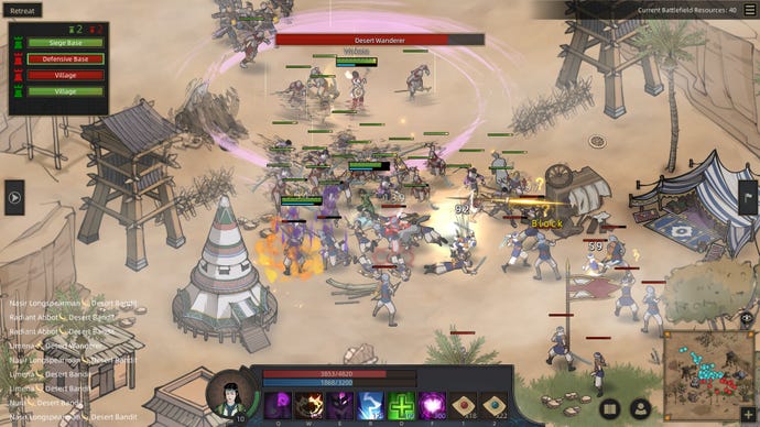 A large battle scene with swirling magic in Sands Of Salazaar