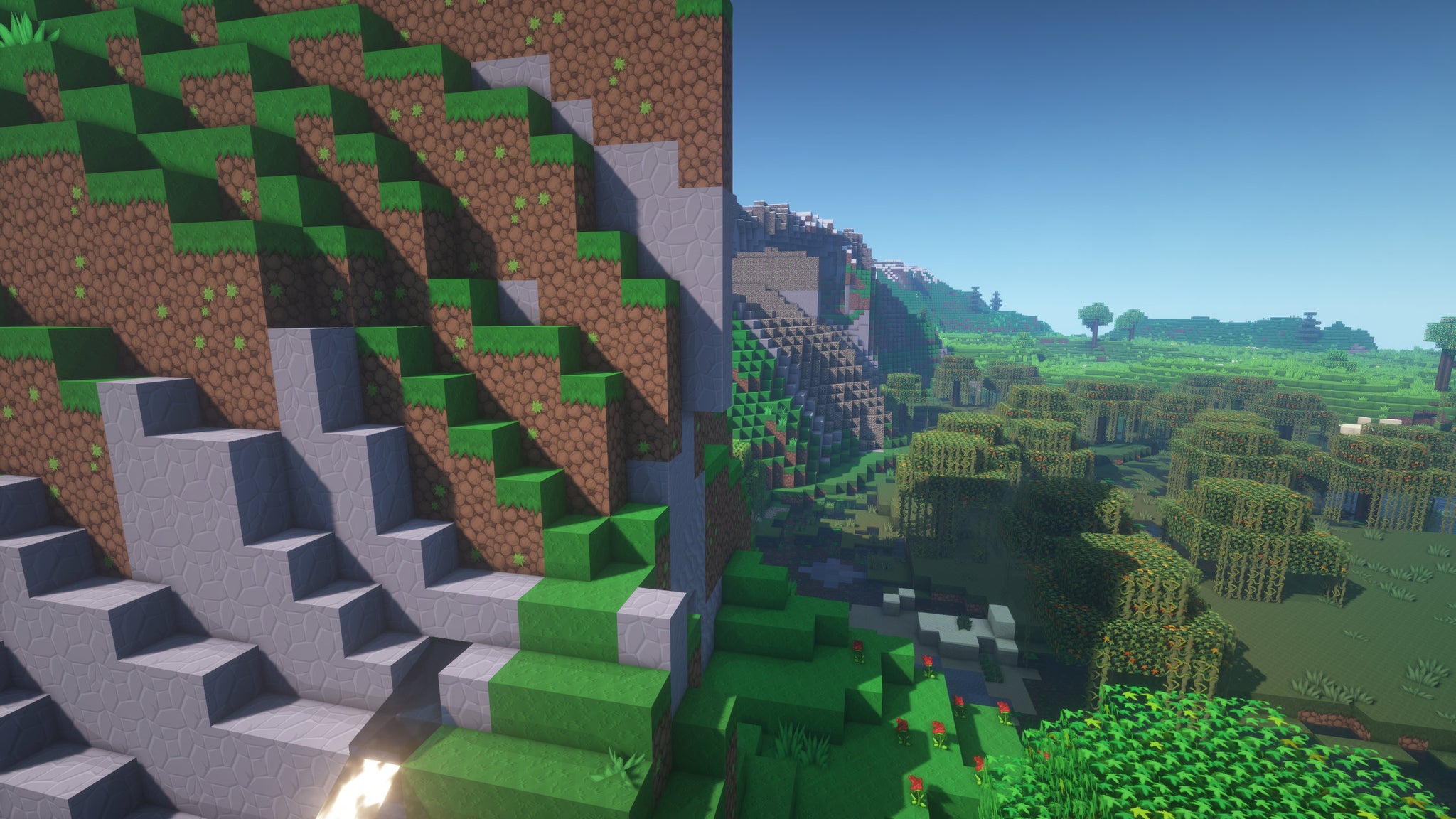 A Minecraft screenshot of a landscape displayed using the Sapixcraft Texture Pack. - 5