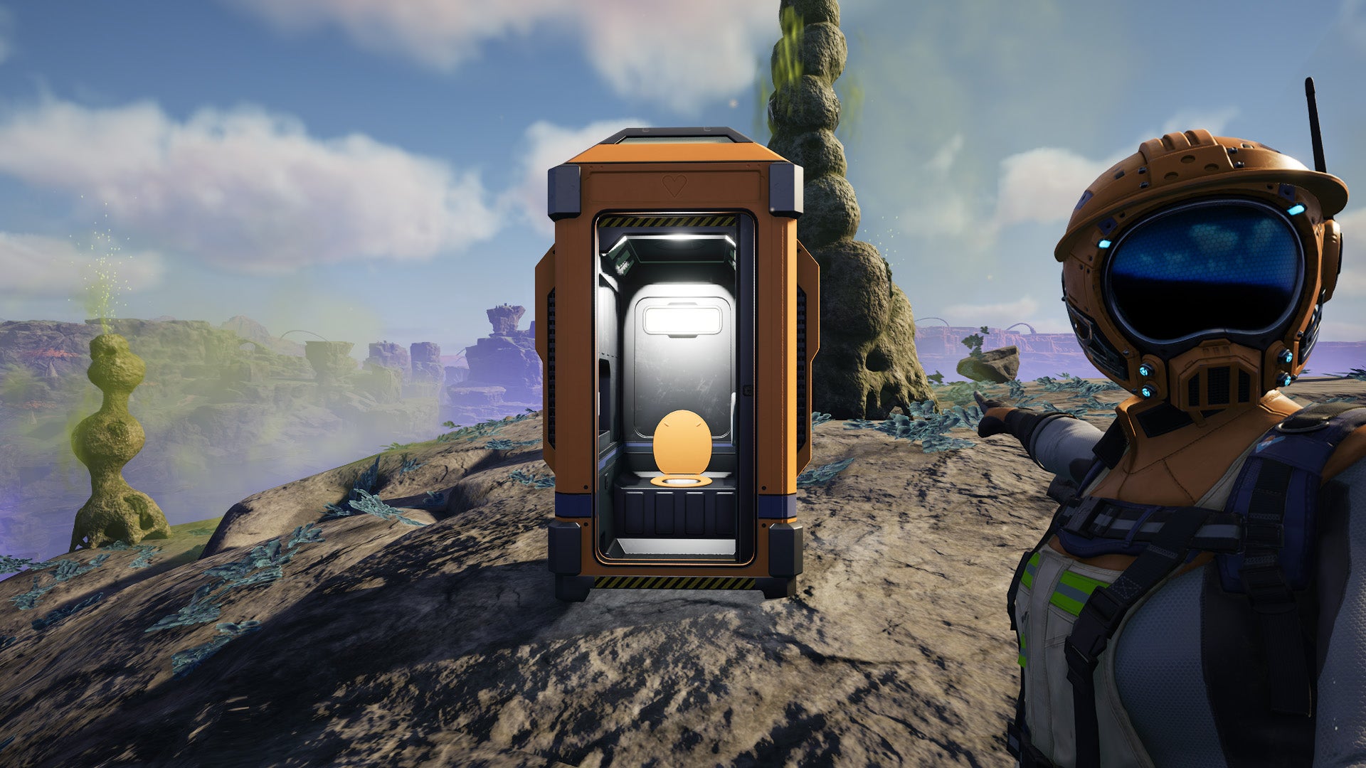 Huzzah! Satisfactory version 1.2, now in beta, lets you actually pause your game, and you can take selfies now too