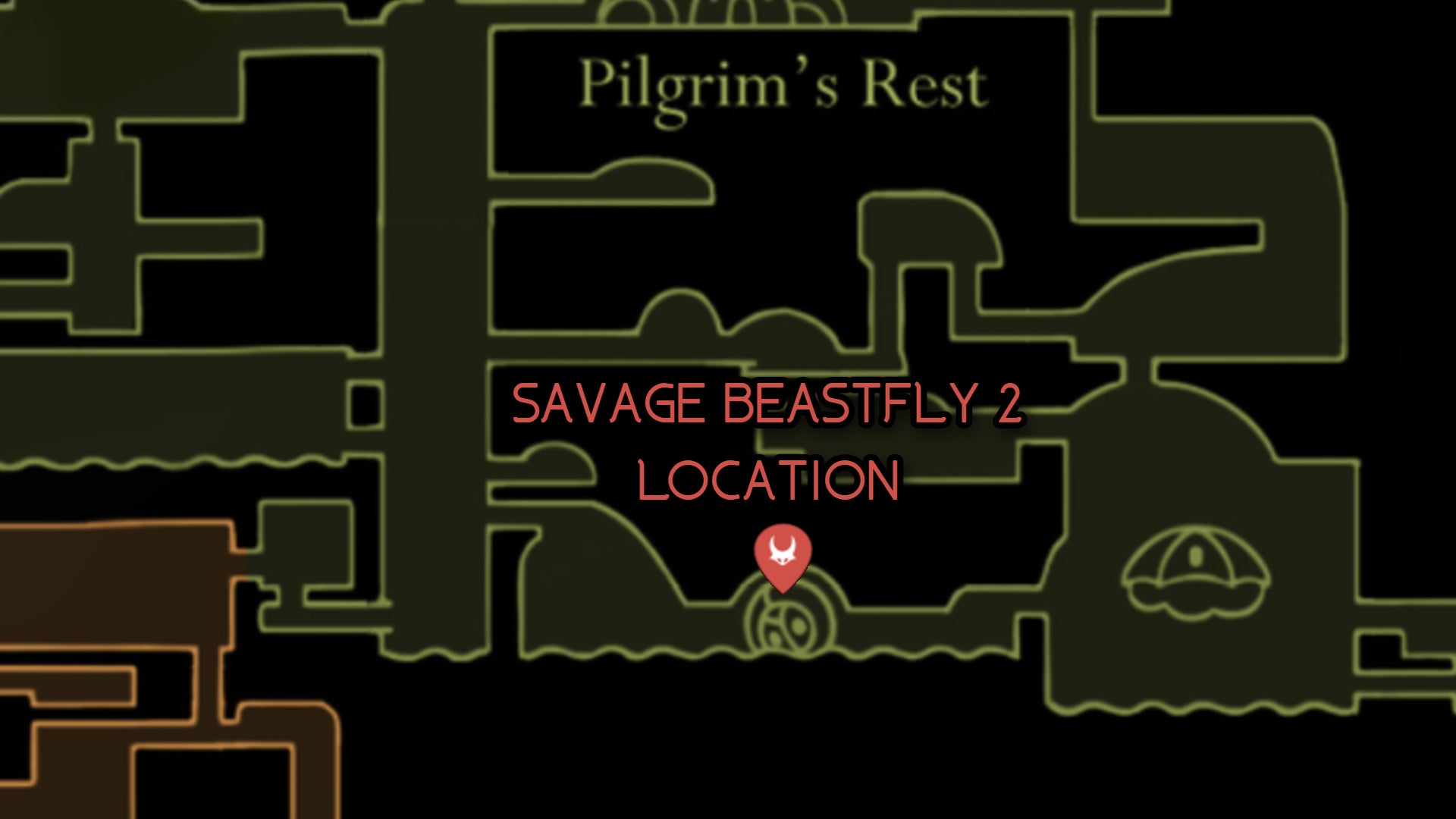 A map showing the location of the second fight with Savage Beastfly in Hollow Knight: Silksong. - 27