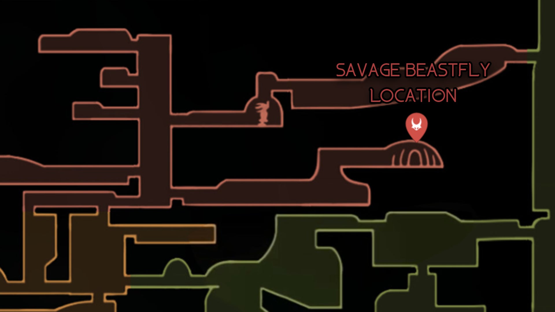 A map showing the location of the Savage Beastfly boss in Hollow Knight: Silksong. - 13