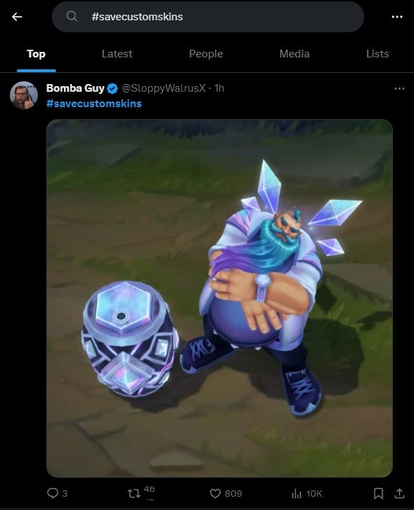 Save Custom SKins hashtag on Twitter / X - 3