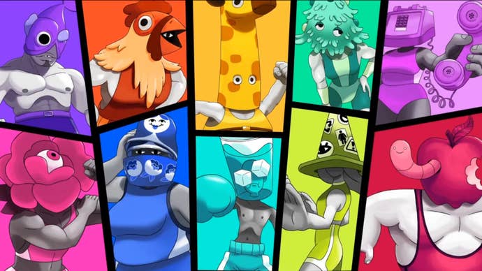 Collage of cartoon characters in bright colours from Jackbox Games