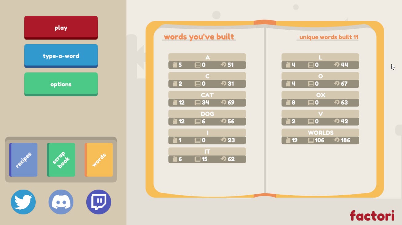 Word Factory Example Word Factori | Rock Paper Shotgun