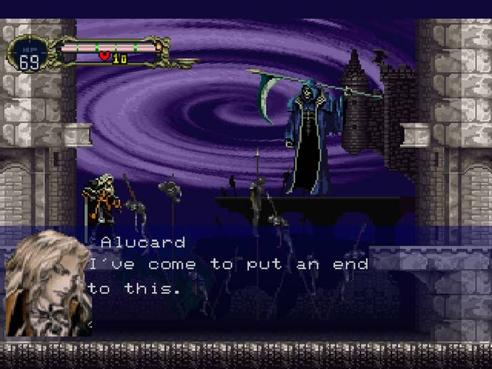 Alucard speaks with another character in Castlevania Symphony of the Night