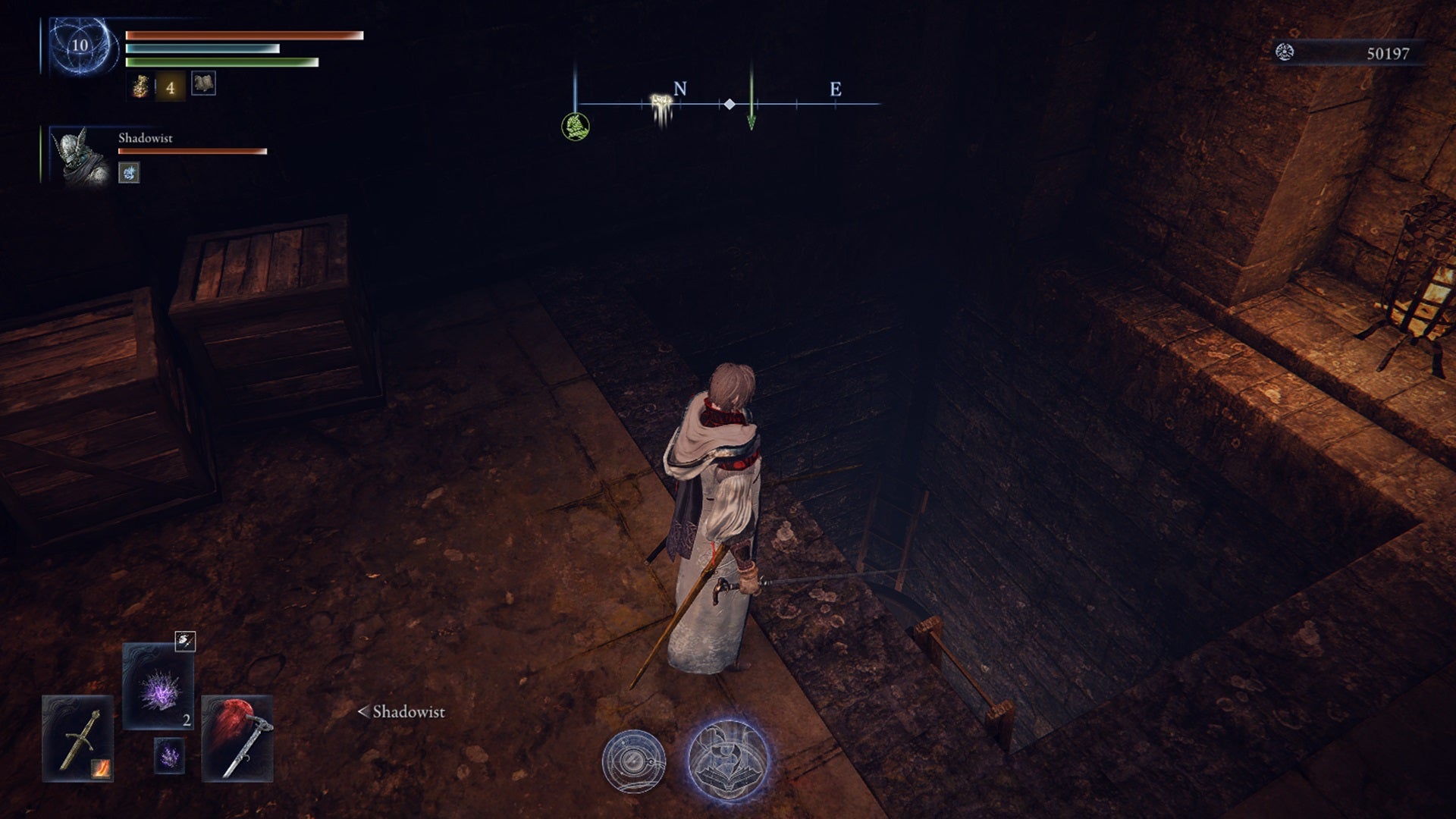 Scholar stands in front of a hole leading downwards in Elden Ring: Nightreign. - 5