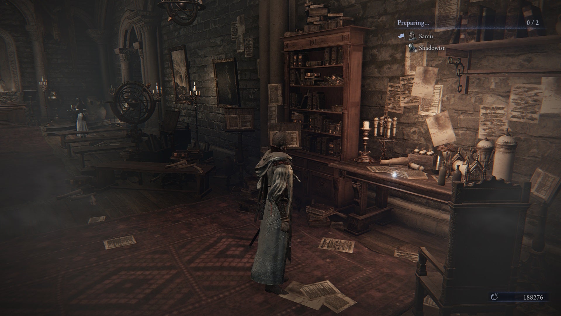 Scholar stands in front of his desk in Elden Ring: Nightreign's Roundtable Hold. - 4
