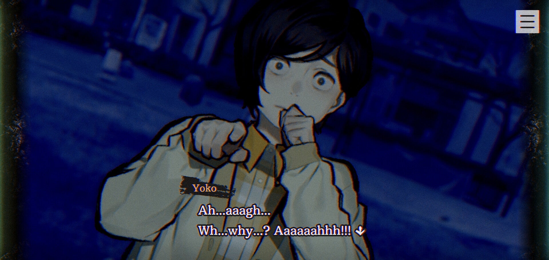 A woman named Yoko stares in fear at the player, pointing at something behind them and screaming incoherently. - 23