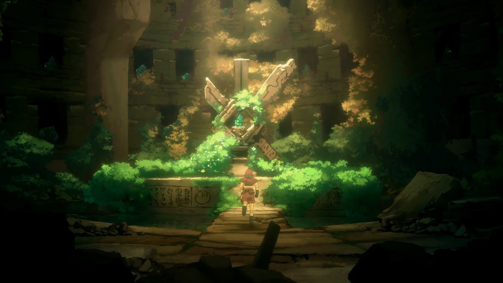 Fig arrives at an overgrown shrine in Forgotlings. - 1