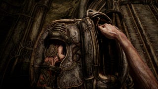 Operating a terminal with both your arms in Scorn.