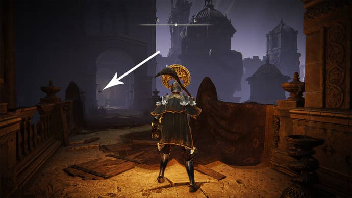 The path leading to Hornsent Grandam’s location on the Elden Ring Shadow Of The Erdtree map.