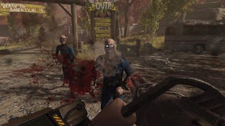 Two Lost attack the player outside a holiday campsite in Fallout 76.
