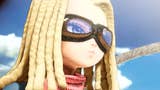 Screenshot from Sand Land trailer showing a character with blond hair to her shoulders, wearing aviation style goggles
