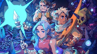 The three leads of Sea Of Stars walk through a dark cave