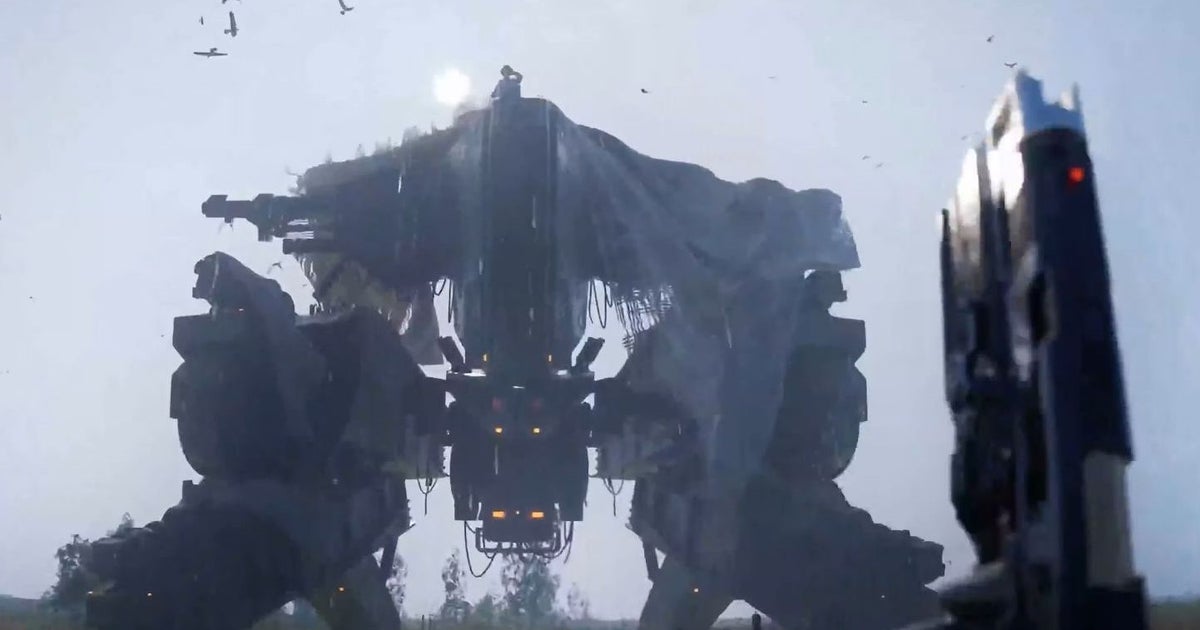 This bodycam mech shooter has a slick rainy day look and Zelda-like vehicle construction