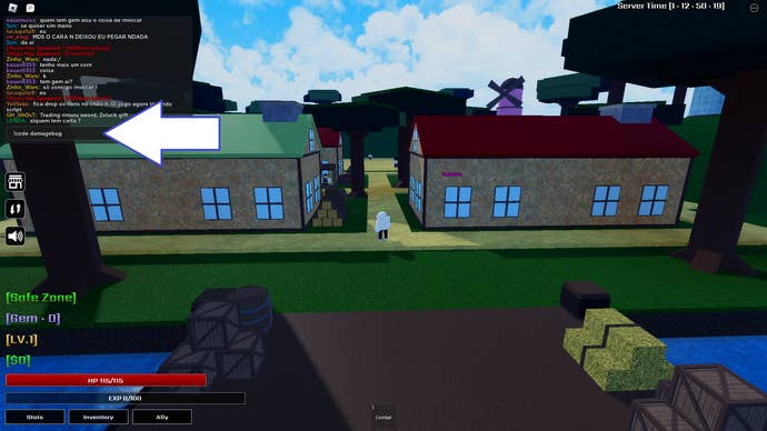 A screenshot from Second Piece in Roblox showing the game’s chat box.
