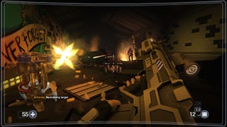 The player reloads their firearm in retro shooter Selaco.