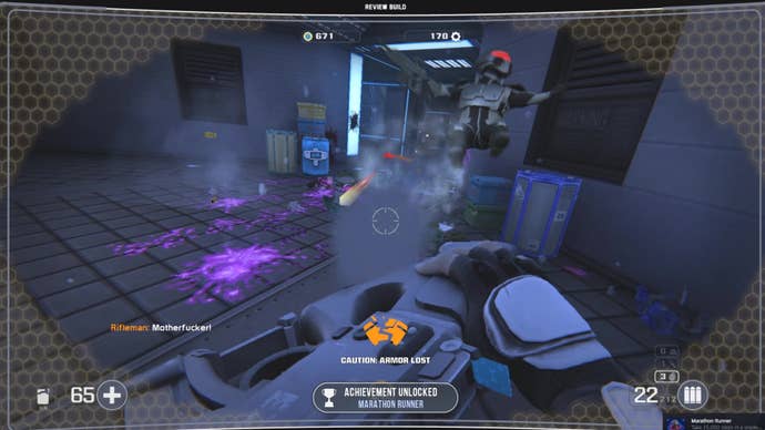 Punching a soldier into the air with the butt of my rifle in Selaco.