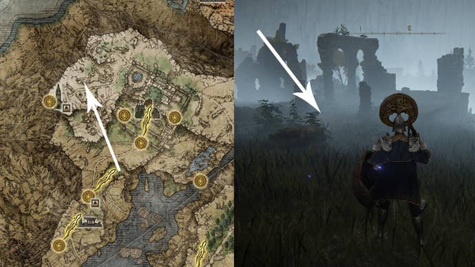 A map showing the location of a hidden cellar in Elden Ring.