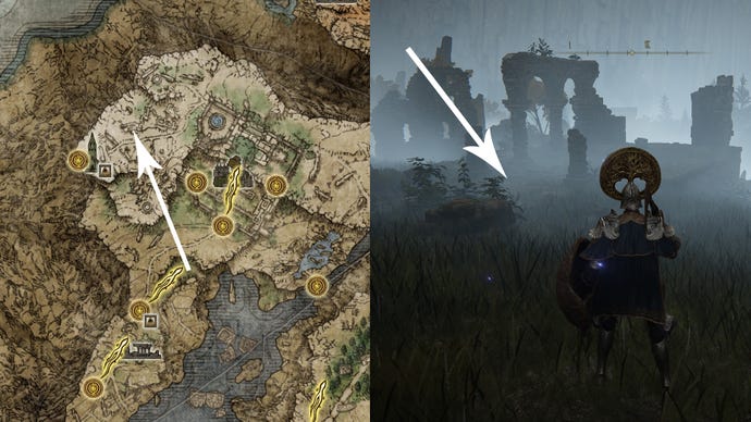 A map showing the location of a hidden cellar in Elden Ring.