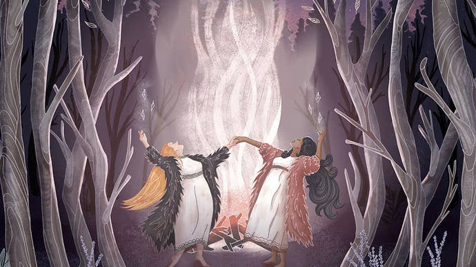 The front cover for Septima, featuring two witches