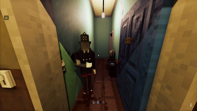 A police officer bars entry to a crime scene.