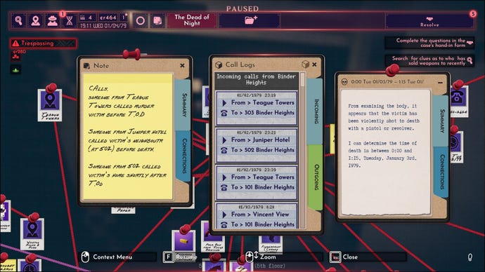 A record of ingoing and outgoing phone calls, along with accompanying notes.