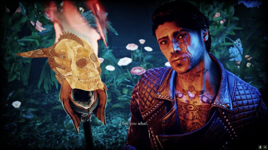 Garcia and Johnson (Johnson in his torch form) look up towards the camera.