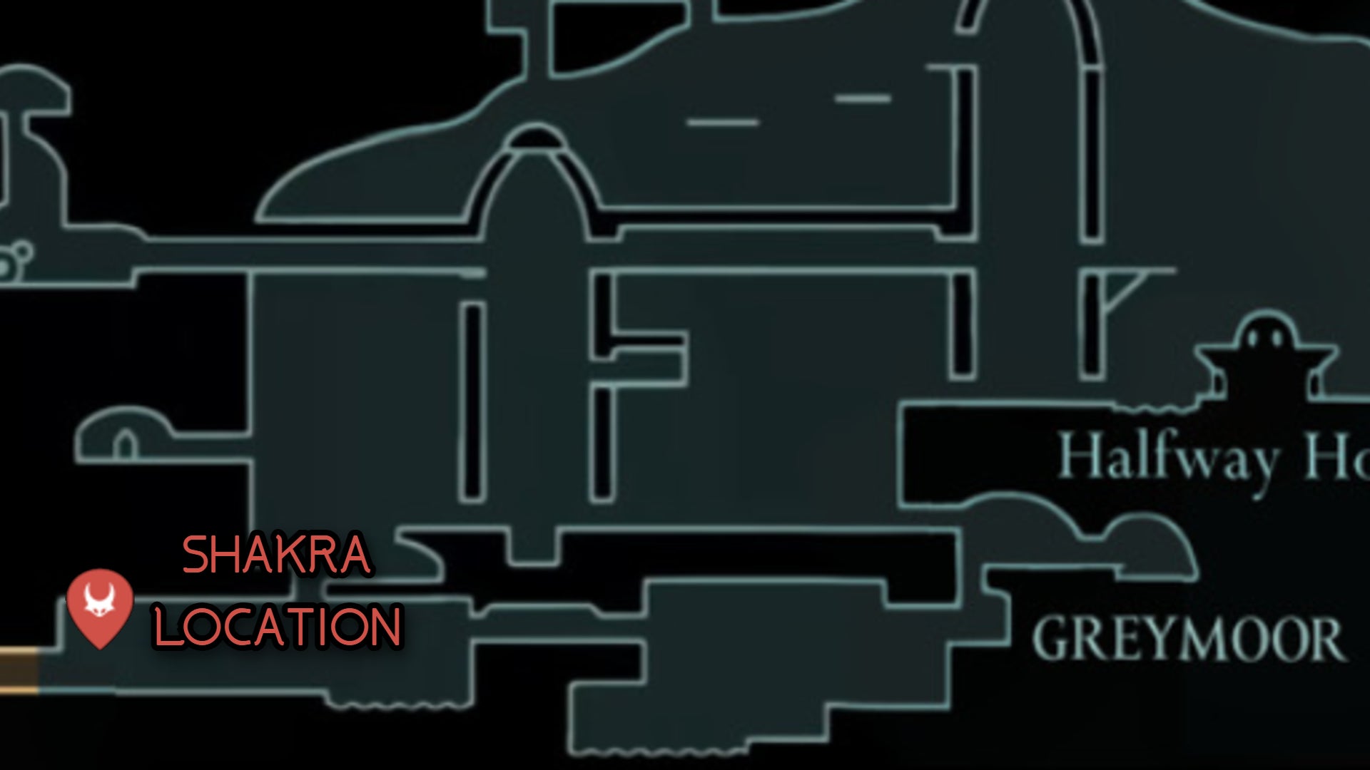 A Hollow Knight: Silksong map showing the location where you can engage Shakra in a friendly duel. - 62