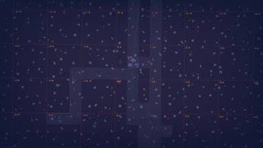 Tampilan peta yang diperbesar di Shapez 2, menunjukkan sejumlah besar bentuk asteroid yang tersebar secara seragam di seluruh lanskap.