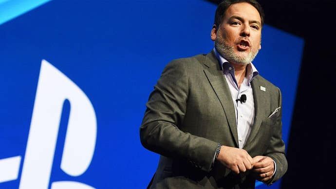 Sony exec Shawn Layden presenting at a PlayStation event