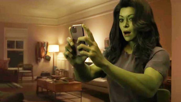 Tatiana Maslany as She-Hulk in the upcoming Disney+ series.