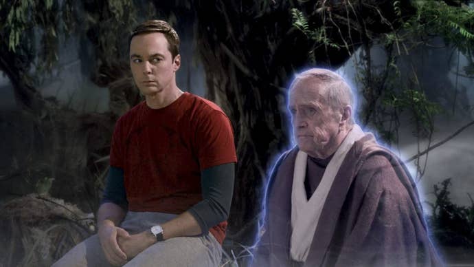 Sheldon and Professor Proton in The Big Bang Theory.